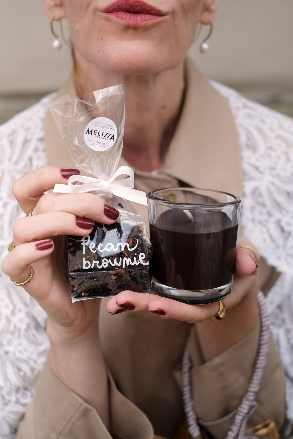 kit dolcezza candela hot chocolate e tè Pecan Brownie
