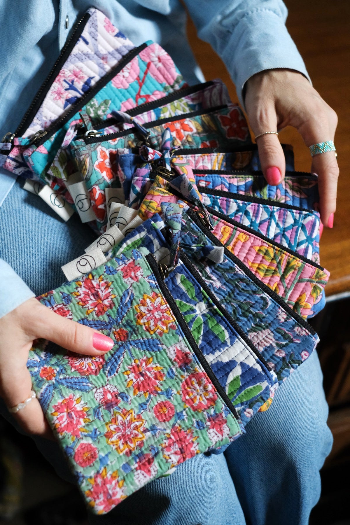 Mini Pochette jeans e rosa