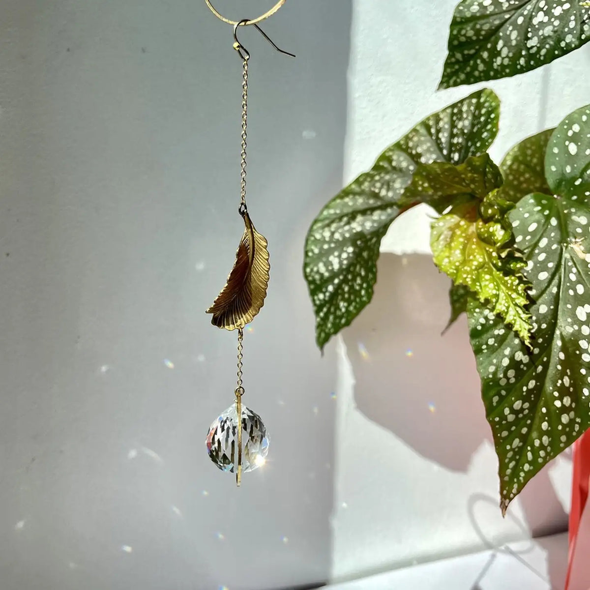 Suncatcher Cristallo da finestra Mini foglia