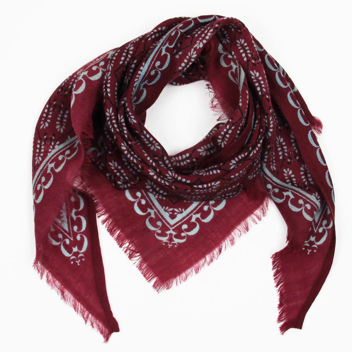 Triangolo in lana Celeste Bordeaux