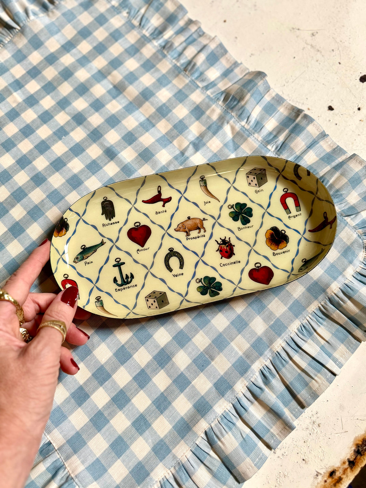 Tovaglietta colazione Yvette quadretti azzurri