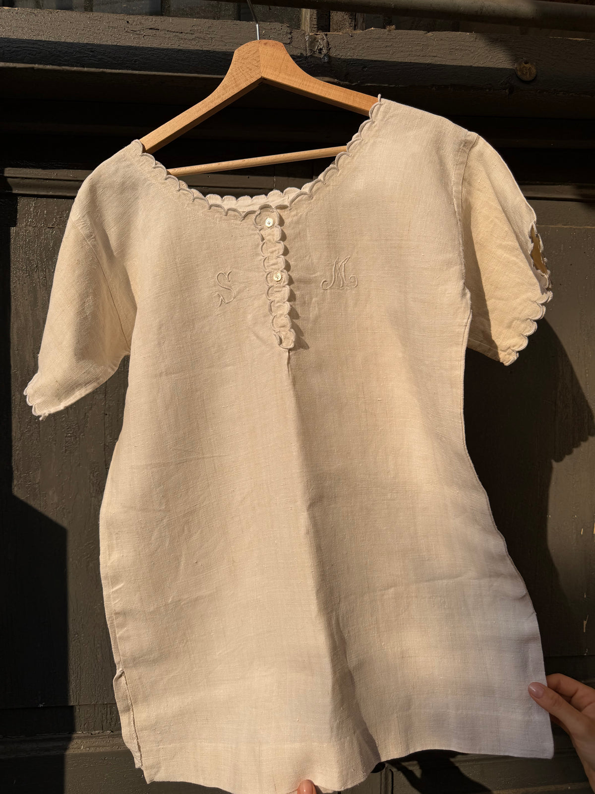 Camicia corta da notte ricamata S + M