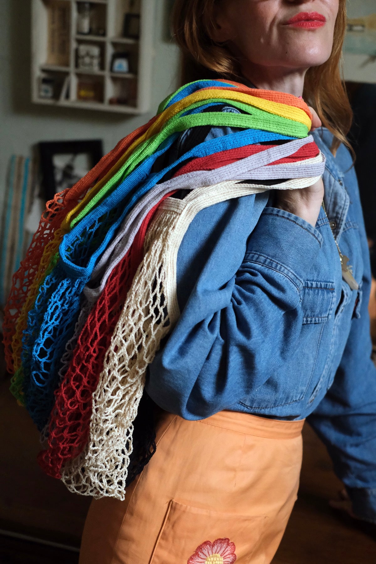 Borsa a rete in cotone in tanti colori