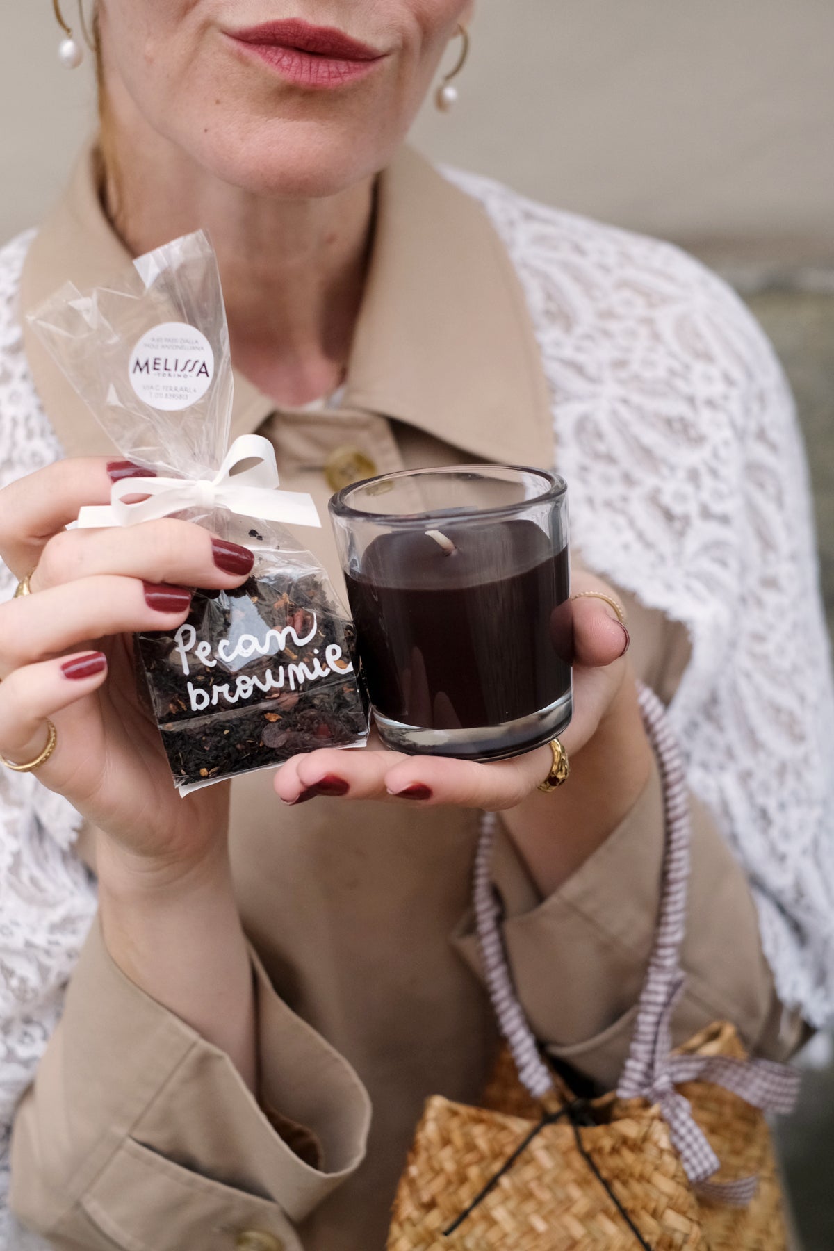 kit dolcezza candela hot chocolate e tè Pecan Brownie