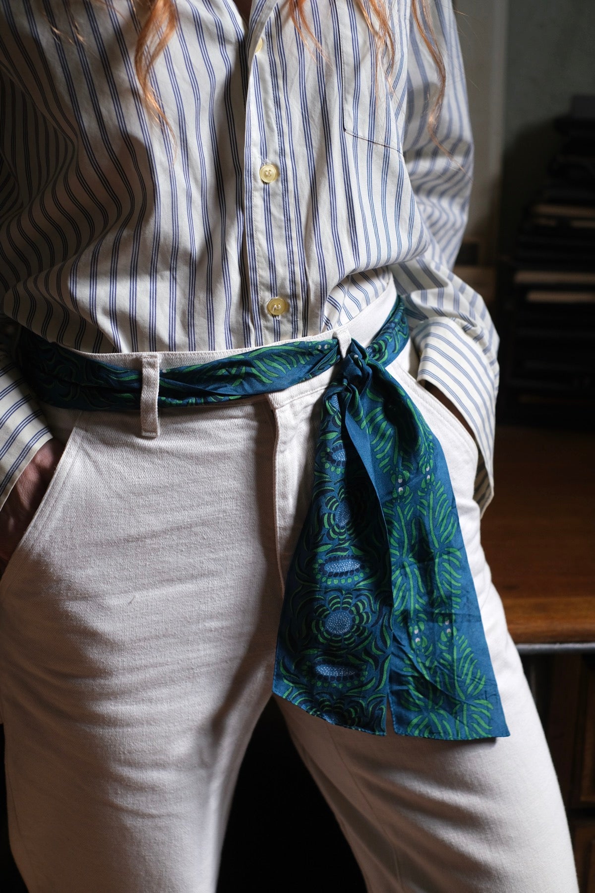 Twilly fascia, cintura Camelia blu verde