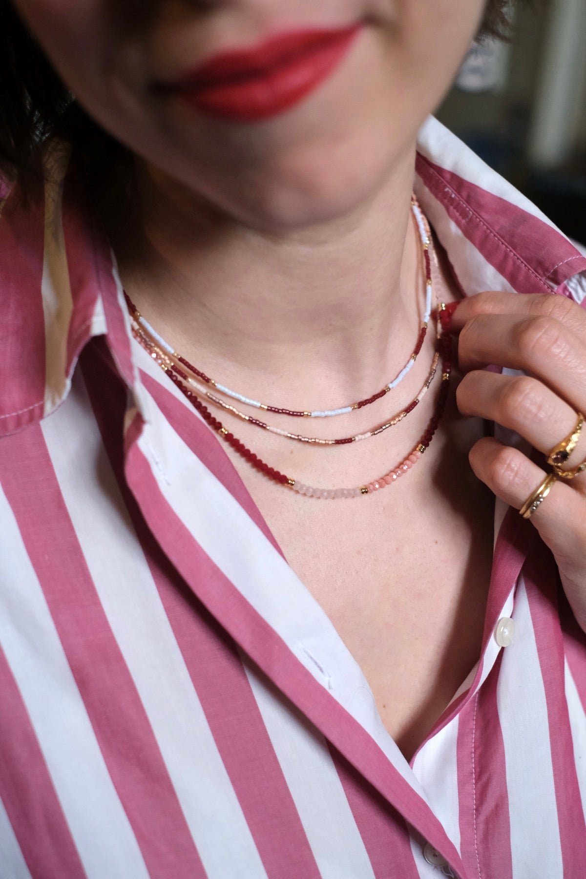 Collana Bagliore rosa nude bordeaux