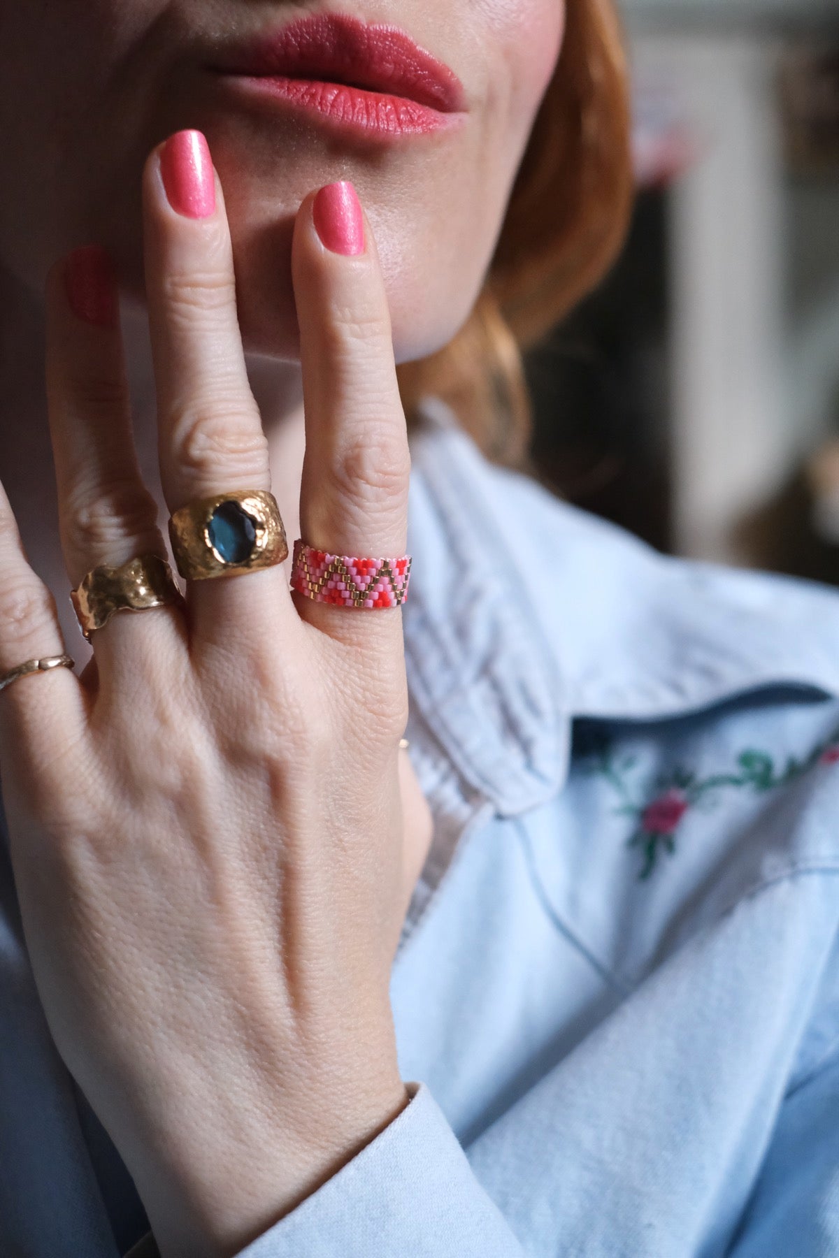 Anello Ibiza Rosa e rosso