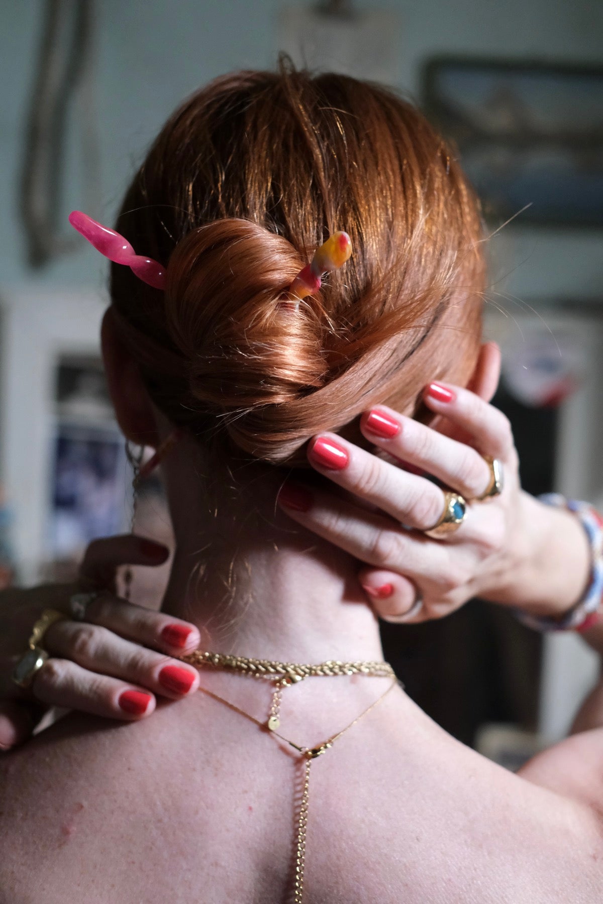 Hair stick Mikado fucsia Peignee