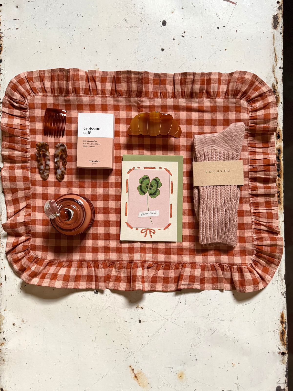 Tovaglietta colazione Yvette quadretti terracotta