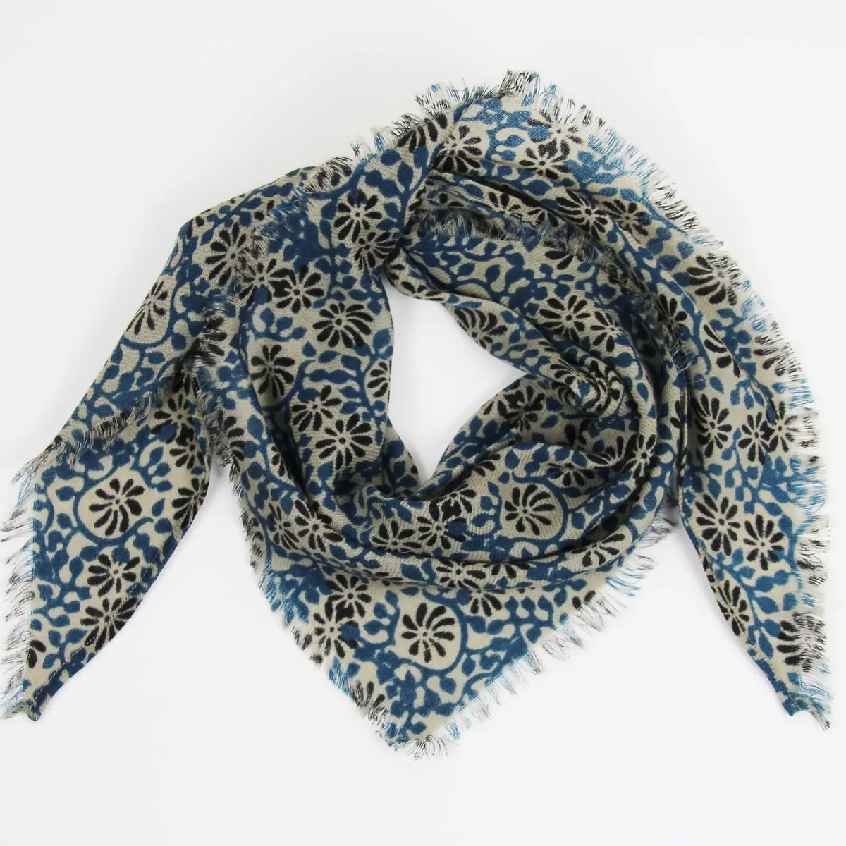 Triangolo in lana Susanna panna blu nero