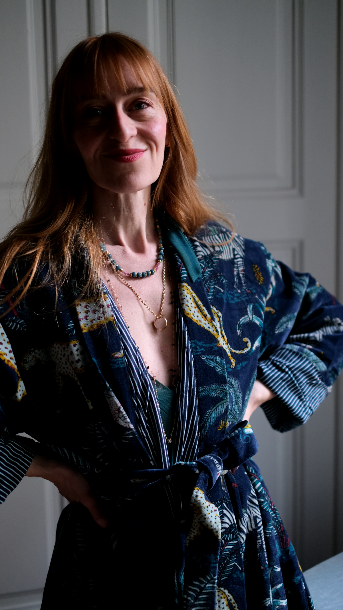 Cappotto kimono in velluto Blu notte